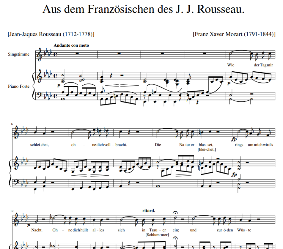Aus dem Französischen des J. J. Rousseau piano